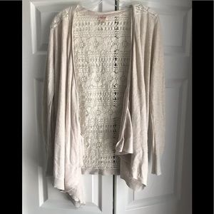 Cream draped lace back sweater wrap